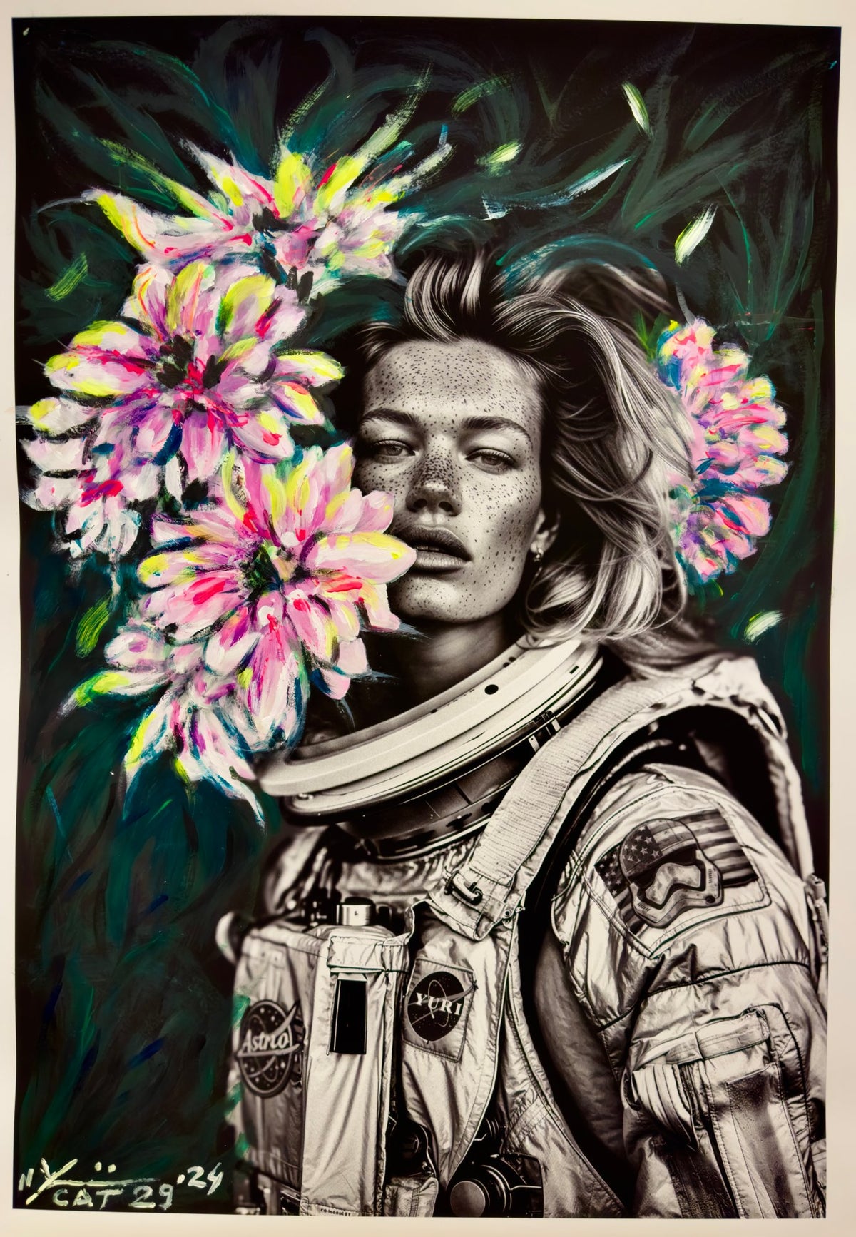 Astro Surfer with Pink Dahlia, 2024 — Yuri Catania